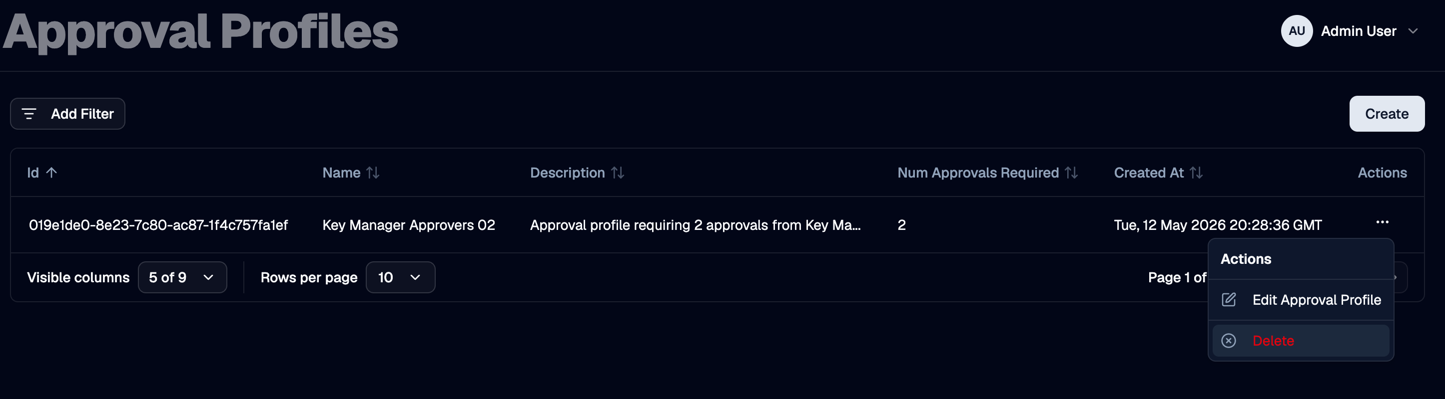Delete Approval Profile