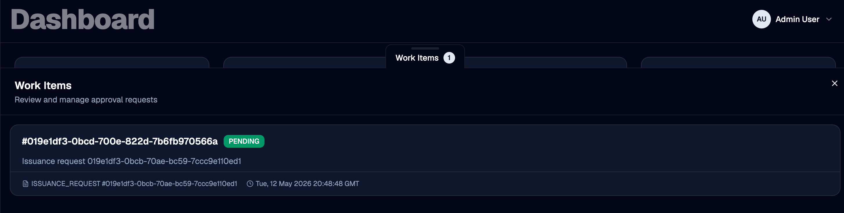 Work Items list page
